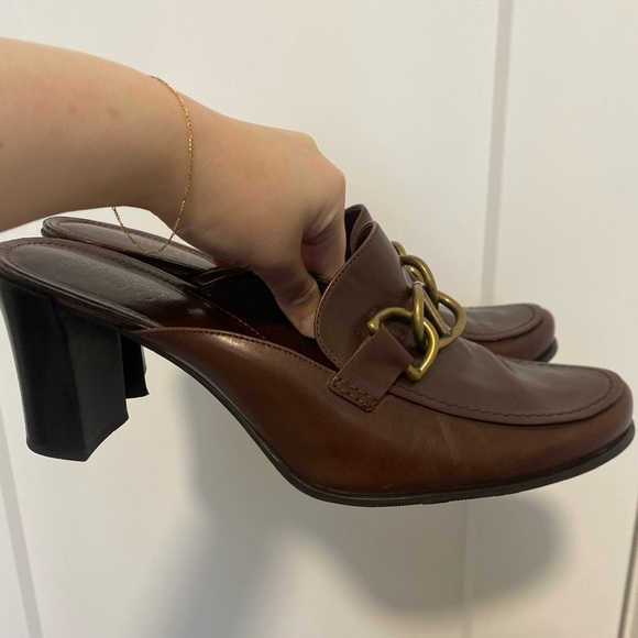 Vintage Franco Sarto Chunky Block Heel Academia Leather Loafer Size 10 - Picture 2 of 10